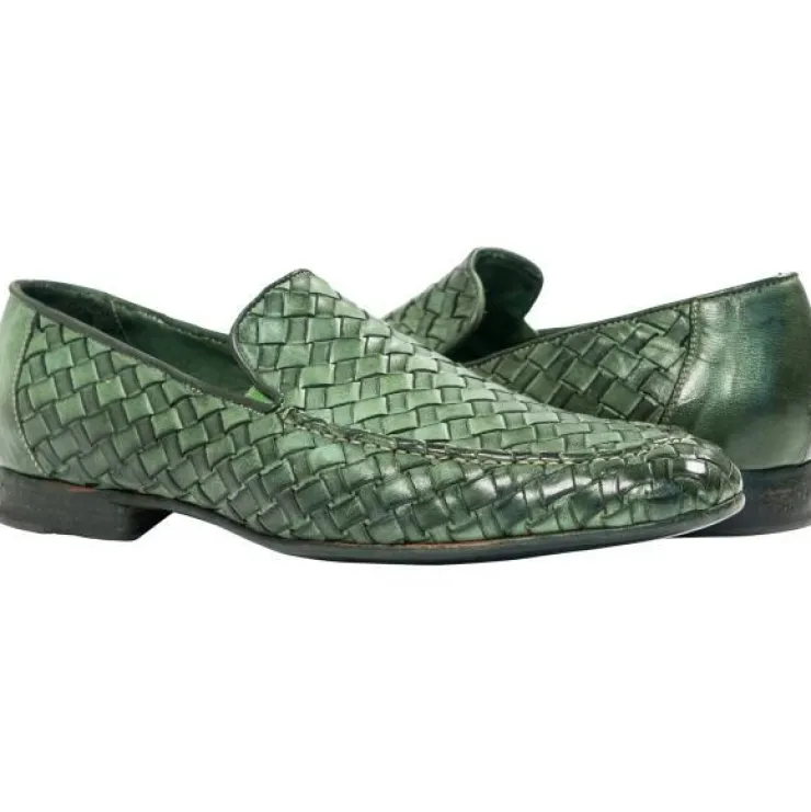 Sale Paolo Shoes Oli Nappa Woven Loafers Green