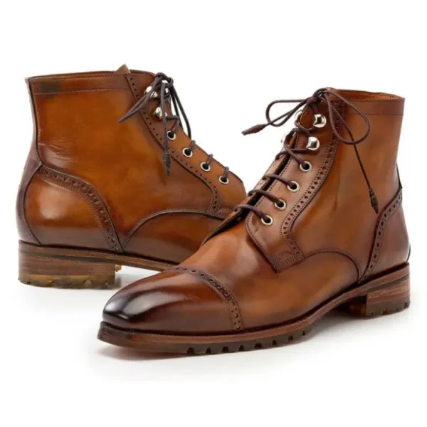 Store Paul Parkman Burnished Leather Cap Toe Boots Brown