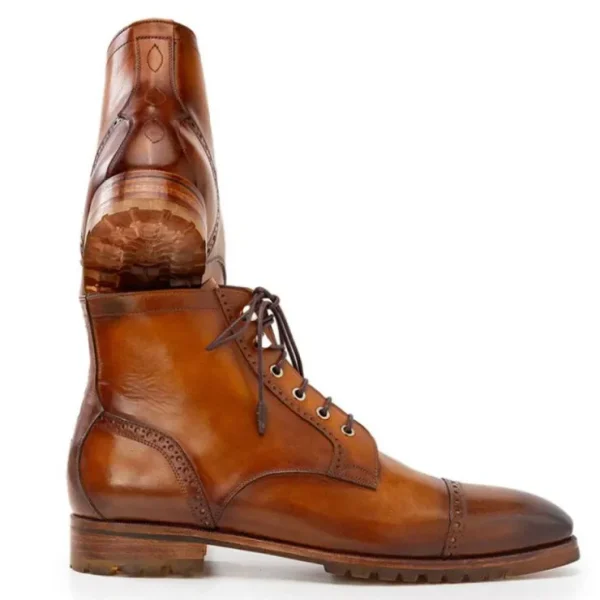 Store Paul Parkman Burnished Leather Cap Toe Boots Brown