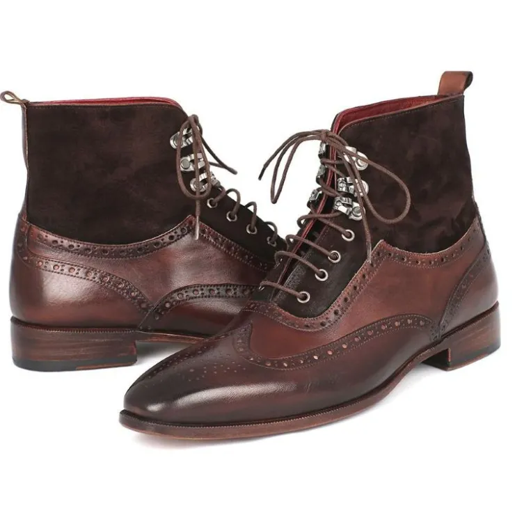 Fashion Paul Parkman Calfskin & Suede Wingtip Boots Brown