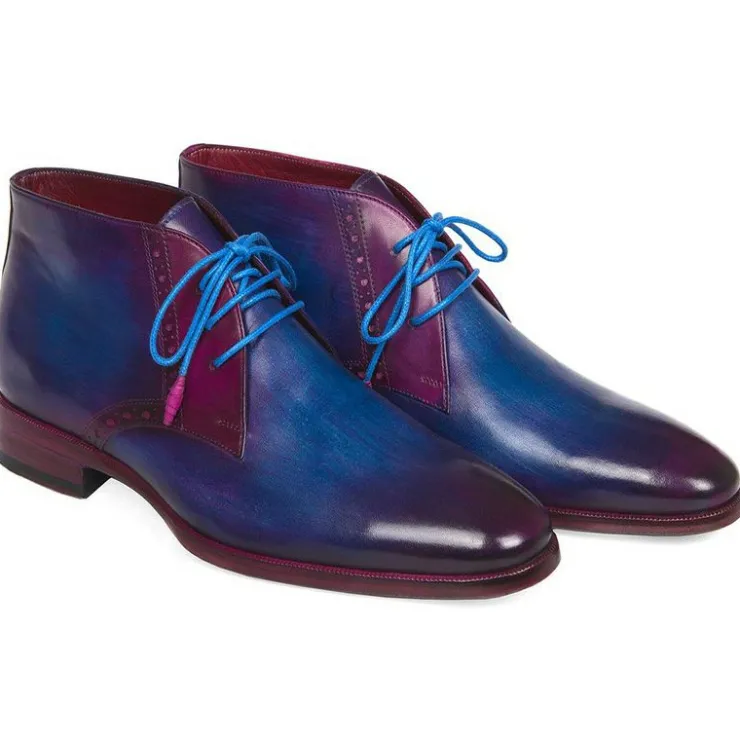 Store Paul Parkman Calfskin Chukka Boots Blue & Purple Blue/Purple