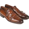 New Paul Parkman Calfskin Double Monk Straps Brown