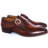 Shop Paul Parkman Calfskin Monk Strap Shoes Brown / Camel Brown/Camel