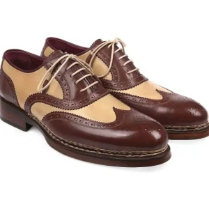 Cheap Paul Parkman Calfskin Shoes Beige & Brown Beige/Brown