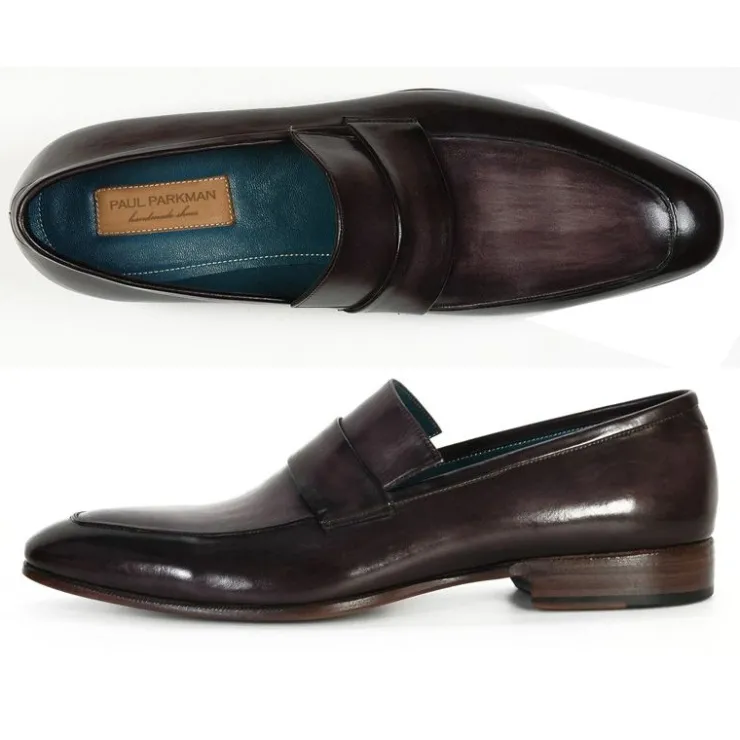 Fashion Paul Parkman Calfskin Strap Loafers Black / Gray Black/Gray