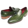 Shop Paul Parkman Calfskin Tassel Loafers Green