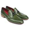 Shop Paul Parkman Calfskin Tassel Loafers Green