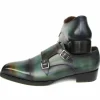 Outlet Paul Parkman Cap Toe Double Monkstrap Shoes Green / Blue