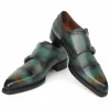 Outlet Paul Parkman Cap Toe Double Monkstrap Shoes Green / Blue