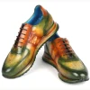 New Paul Parkman Croco Textured Sneakers Green / Brown Patina Green/BrownPatina