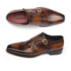 Clearance Paul Parkman Crocodile Embossed Double Monk Strap Brown