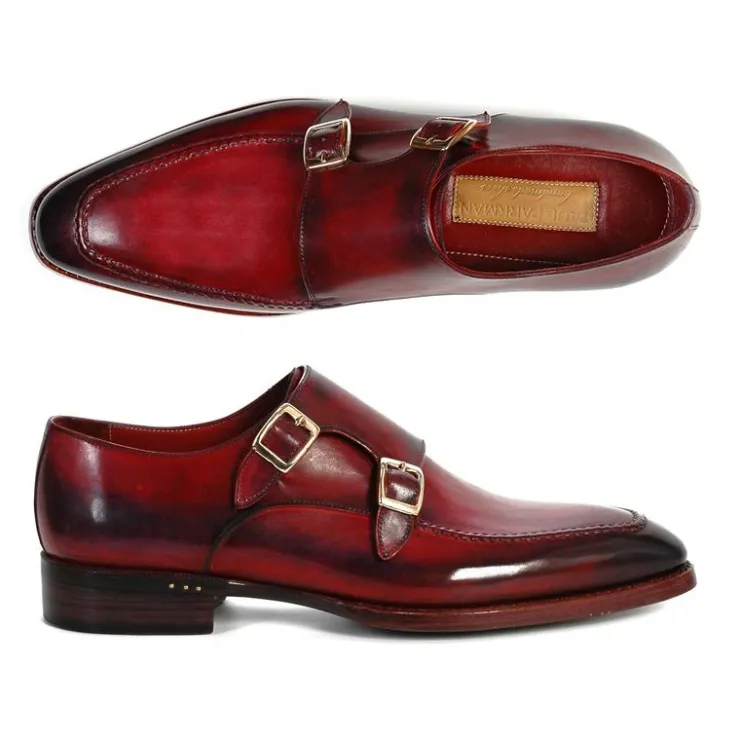 Best Paul Parkman Double Monk Strap Shoes Bordeaux / Black Bordeaux/Black