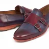 Cheap Paul Parkman Double Monk Strap Shoes Bordeaux / Navy