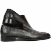 Best Sale Paul Parkman Embossed Croco Calfskin Loafers Gray