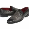 Best Sale Paul Parkman Embossed Croco Calfskin Loafers Gray