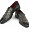 Best Sale Paul Parkman Embossed Croco Calfskin Loafers Gray
