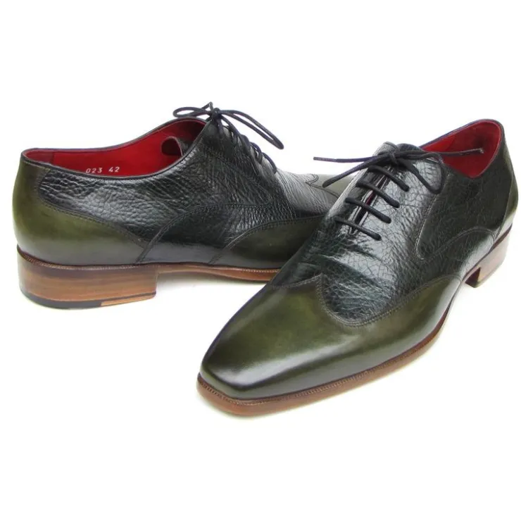 Fashion Paul Parkman Floater Leather Wingtip Oxfords Green