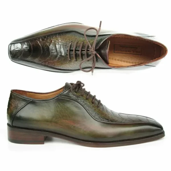 Clearance Paul Parkman Genuine Ostrich Leg Bicycle Toe Oxfords Green