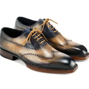 Cheap Paul Parkman Goodyear Welted Wingtip Oxfords Camel & Navy