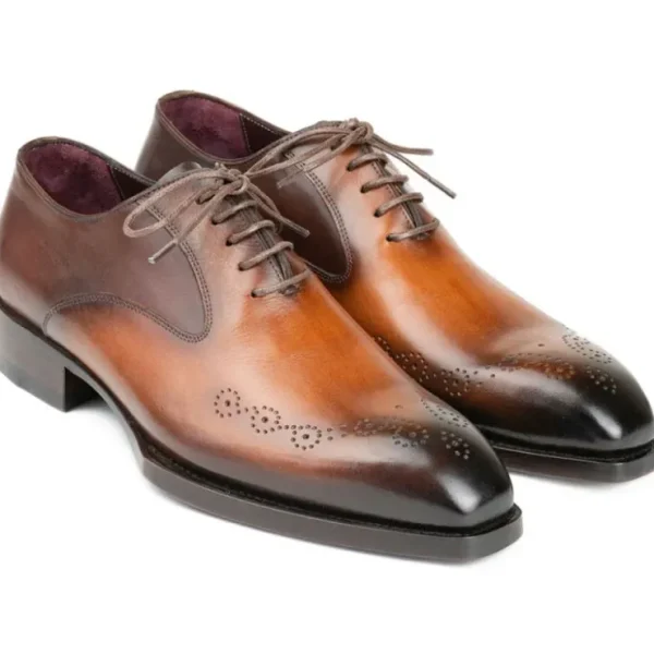 Cheap Paul Parkman Goodyear Welted Punched Oxfords Brown & Camel