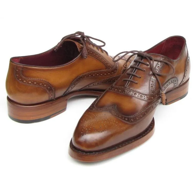 Cheap Paul Parkman Goodyear Welted Wingtip Shoes Tobacco