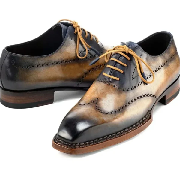 Cheap Paul Parkman Goodyear Welted Wingtip Oxfords Camel & Navy