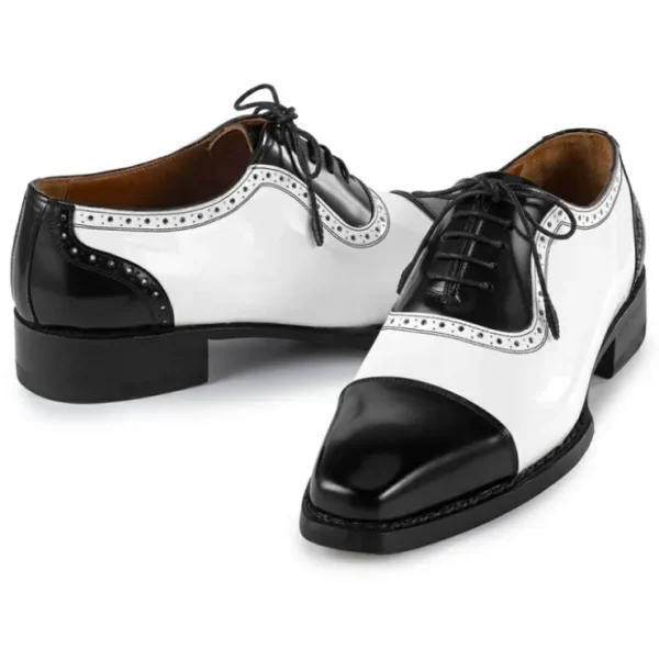 Best Sale Paul Parkman Goodyear Welted Cap Toe Oxfords Black & White Black&White