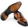 Clearance Paul Parkman Goodyear Welted Cap Toe Oxfords Burnished Camel BurnishedCamel