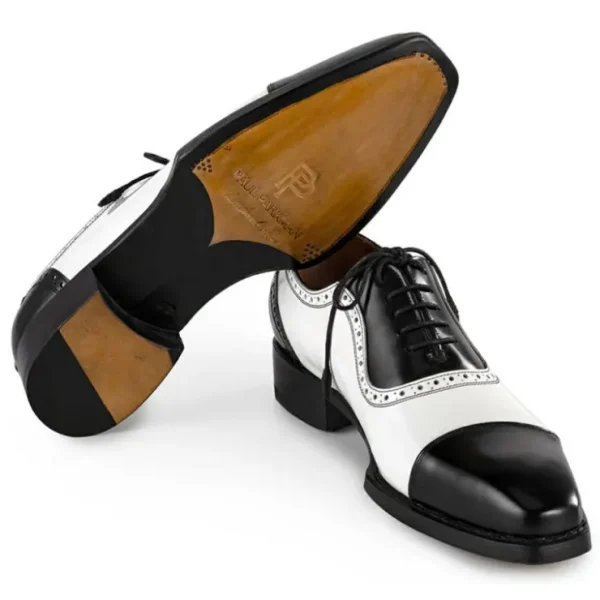 Best Sale Paul Parkman Goodyear Welted Cap Toe Oxfords Black & White Black&White