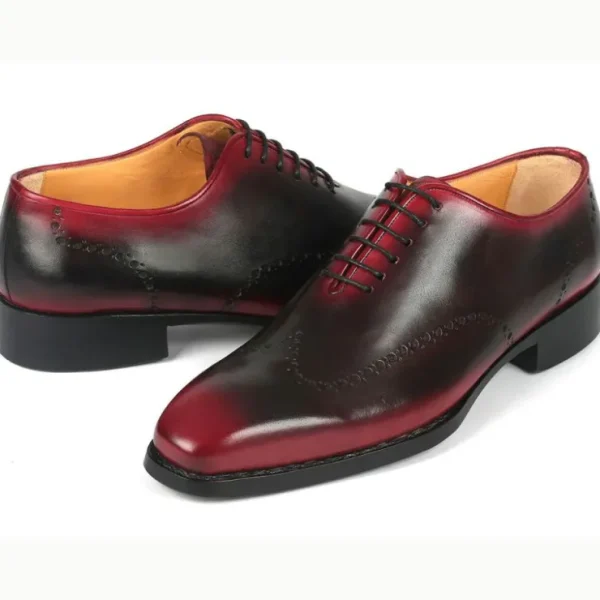 Cheap Paul Parkman Goodyear Welt Oxford Shoes Red / Black