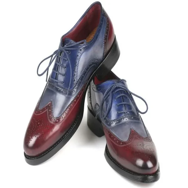 New Paul Parkman Goodyear Welted Wingtip Oxfords Bordeuax Grey Blue BordeuaxGreyBlue