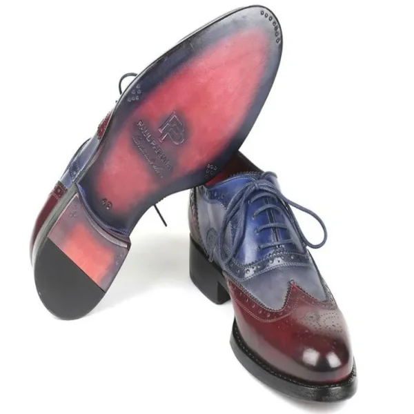 New Paul Parkman Goodyear Welted Wingtip Oxfords Bordeuax Grey Blue BordeuaxGreyBlue