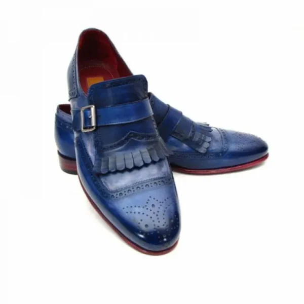 Outlet Paul Parkman Kiltie Monk Strap Shoes Blue