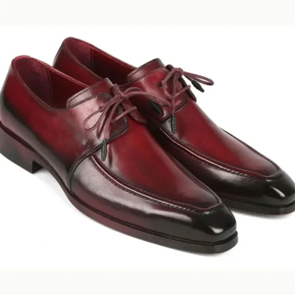 Shop Paul Parkman Leather Apron Derby Shoes Bordeaux