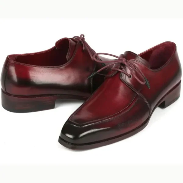 Shop Paul Parkman Leather Apron Derby Shoes Bordeaux