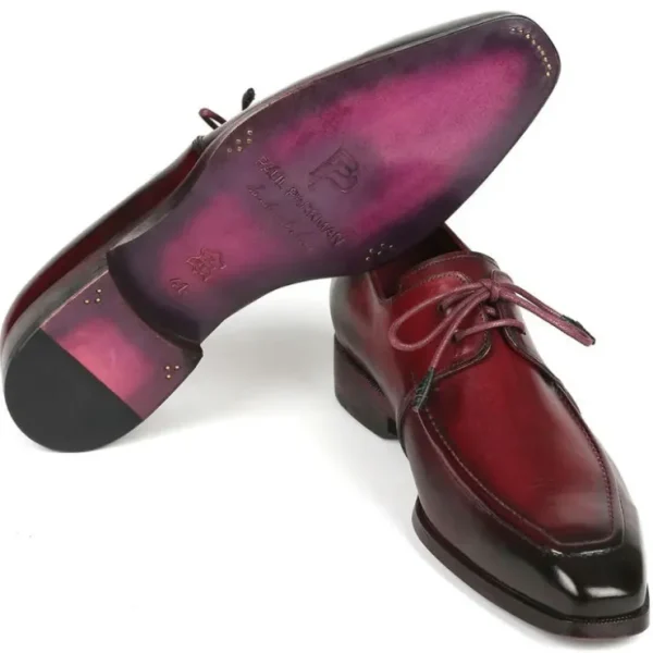 Shop Paul Parkman Leather Apron Derby Shoes Bordeaux