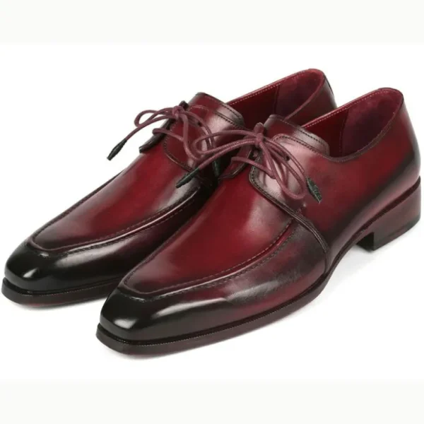 Shop Paul Parkman Leather Apron Derby Shoes Bordeaux