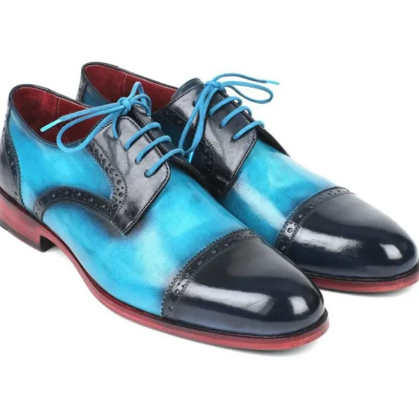 paul_parkman_leather_cap__0-1.webp Hot Paul Parkman Leather Cap Toe Derby Shoes Blue & Turquoise Blue/Turquoise