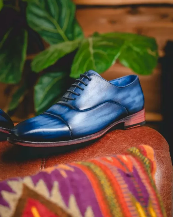 paul_parkman_leather_capt_2.webp Online Paul Parkman Leather Captoe Oxfords Blue & Turquoise Blue/Turquoise