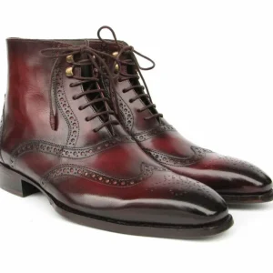 Cheap Paul Parkman Leather Goodyear Welted Wingtip Boots Bordeaux