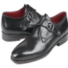 Fashion Paul Parkman Leather Single Monk Strap Shoes Black ShoesBlack