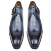 Best Paul Parkman Leather Single Monk Straps Wingtip Shoes Navy