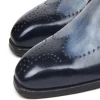 Best Paul Parkman Leather Single Monk Straps Wingtip Shoes Navy