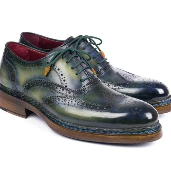 paul_parkman_leather_wing_0-3.webp Hot Paul Parkman Leather Wingtip Brogues Green & Blue Green/Blue