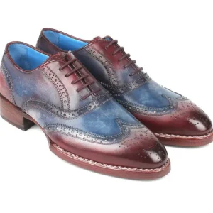 Cheap Paul Parkman Leather Wingtip Oxfords Blue & Bordeaux Blue/Bordeaux