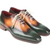 Shop Paul Parkman Leather Wingtip Oxfords Green & Camel Green/Camel