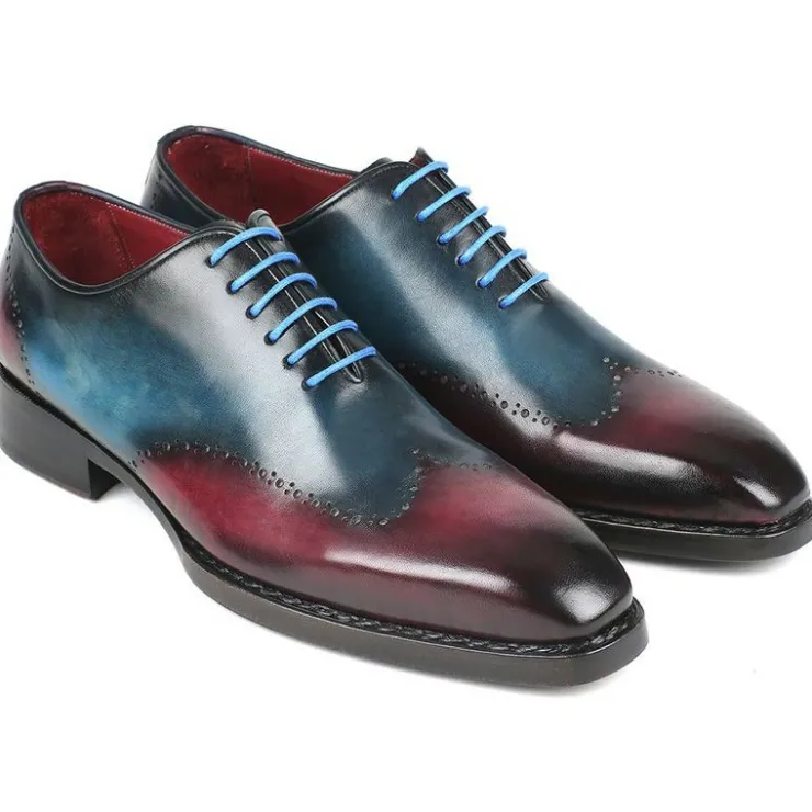 Clearance Paul Parkman Leather Wingtip Oxfords Blue & Purple Blue/Purple