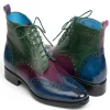 Hot Paul Parkman Leather Wingtip Ankle Boots Three Tone Blue Purple Green BluePurpleGreen