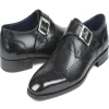 Store Paul Parkman Leather Wingtip Single Monk Strap Shoes Black