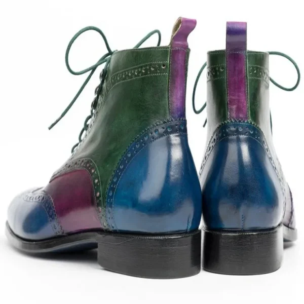 Hot Paul Parkman Leather Wingtip Ankle Boots Three Tone Blue Purple Green BluePurpleGreen